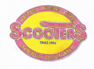 HOTDOGS BURGERS GYROS SCOOTERS SINCE 1986 FAMOUS ITALIAN BEEF logo