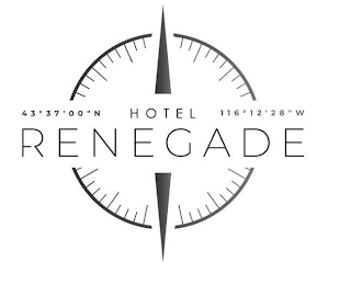 HOTEL RENEGADE 43° 37' 00 " N 116° 12' 28 " W logo