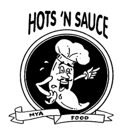 HOTS 'N SAUCE MYA FOOD logo