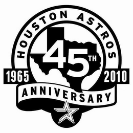 HOUSTON ASTROS 45TH ANNIVERSARY 1965 2010 logo