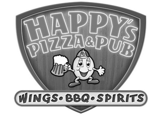 HP HAPPY'S PIZZA & PUB WINGS · BBQ · SPIRITS logo