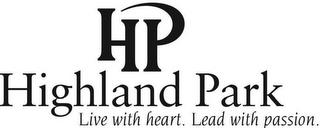 HP HIGHLAND PARK LIVE WITH HEART. LEAD WITH PASSION. logo
