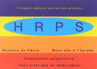 HRPS PRODUIT NATUREL EXTRAIT DE PLANTES BOUTONS DE FIÈVRE MAUX DÛS À L'HERPÈS COMPLÈMENT ALIMENTAIRE CECL N'EST PAS UN MÉDICAMENT logo
