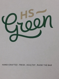 HS ~ GREEN HAND CRAFTED. FRESH. HEALTHY. RAISE THE BAR logo