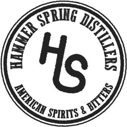 HS HAMMER SPRING DISTILLERS AMERICAN SPIRITS & BITTERS logo