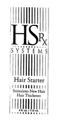 HSRX SYSTEMS HAIR STARTER STIMULATES NEW HAIR HAIR THICKENER logo