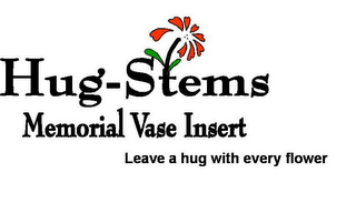 HUG STEMS MEMORIAL VASE INSERT LEAVE A LITTLE HUG WITH YOUR FLOWERS... logo