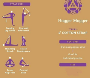 HUGGER MUGGER TAPAS COTTON STRAP FEATURES OUR MOST POPULAR STRAP GOOD FOR INDIVIDUAL PRACTICE SIZE logo