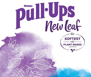 HUGGIES PULL-UPS NEW LEAF THE SOFTEST WITH PLANT-BASED INGREDIENTS logo