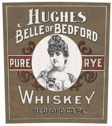 HUGHES BELLE OF BEDFORD PURE RYE WHISKEY BEDFORD CO. PA. logo