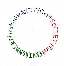 HUMANITY FIRST SOCIETY FIRST ENVIRONMENT FIRST logo