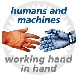 HUMANS AND MACHINES WORKING HAND IN HAND logo