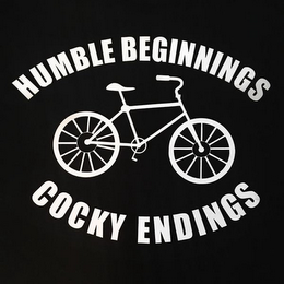 HUMBLE BEGINNINGS COCKY ENDINGS logo