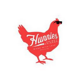 HUNNIES CRISPY CHICKEN MADE WITH LOVE PHILA . PA logo