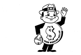 H.W.D. HARD WORKING DOLLAR $ logo