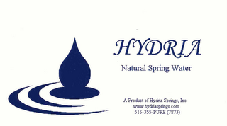 HYDRIA, NATURAL SPRING WATER logo