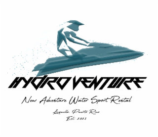 HYDROVENTURE NEW ADVENTURE WATER SPORT RENTAL LUQUILLO. PUERTO RICO EST. 2021 logo