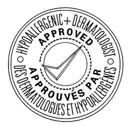 HYPOALLERGENIC+DERMATOLOGIST APPROVED DES DERMATOLOGUES ET HYPOALLERGENES APPROUVES PAR logo
