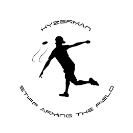 HYZERMAN STIFF ARMING THE FIELD logo