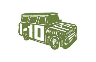 I-10 WEST COAST GENUINE QUALITY IPA, INDIA PALE ALE logo