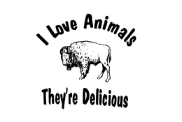 I LOVE ANIMALS THEY'RE DELICIOUS logo