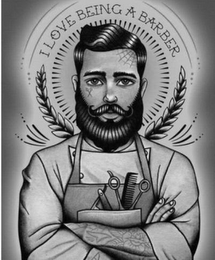 I LOVE BEING A BARBER logo