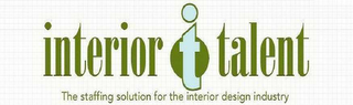 I T INTERIOR TALENT THE STAFFING SOLUTION FOR THE INTERIOR DESIGN INDUSTRY logo