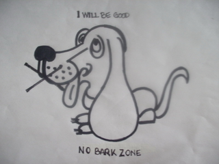 I WILL BE GOOD. NO BARK ZONE logo