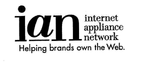 IAN INTERNET APPLIANCE NETWORK HELPING BRANDS OWN THE WEB logo