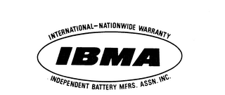 IBMA INTERNATIONAL-NATIONWIDE WARRANTY INDEPENDENT BATTERY MFRS. ASSN. INC. logo