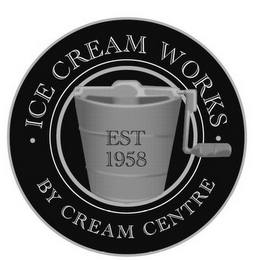 ICE CREAM WORKS BY CREAM CENTRE EST 1958 logo
