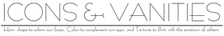 ICONS & VANITIES HAIR: SHAPE TO ADORN OUR FACES, COLOR TO COMPLEMENT OUR EYES, AND TEXTURE TO FLIRT WITH THE EMOTIONS OF OTHERS. logo
