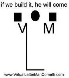 IF WE BUILD IT, HE WILL COME V L M WWW.VIRTUALLETTERMANCOMETH.COM logo