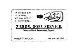 IF WE CAN GET IT IN HERE...WE CAN GET IT IN ANYWHERE...  Z BROS. SOFA SERVICE DISSASSEMBLE & REASSEMBLE EXPERTS logo