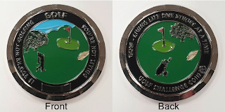 IF YOU'RE NOT GOLFING GOLF YOU'RE NOT LIVING 1 GOLF LIVING LIFE ONE STROKE AT A TIME GOLF CHALLENGE COIN 18 logo