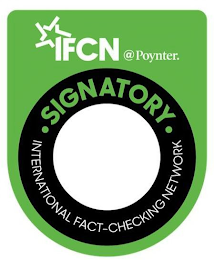 IFCN @POYNTER. INTERNATIONAL FACT-CHECKING NETWORK SIGNATORY logo