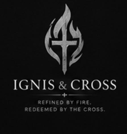 IGNIS & CROSS REFINED BY FIRE. REDEEMED BY THE CROSS. logo