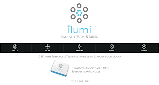 ILUMI RADIANT BODY & MIND CBD WITH ENHANCED TERPENES PROFILES TO SUPPORT YOUR MOOD RELAX RELIEF RECOVER FOCUS ENERGY ILUMI BOX - MOOD BASED CBD SUBSCRIPTION BUNDLES THE ILUMI LIFE logo