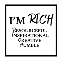 I'M RICH RESOURCEFUL INSPIRATIONAL CREATIVE HUMBLE logo