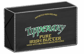 IMPORTED FROM IRELAND TIPPERARY PURE IRISH BUTTER MADE WITH MILK FROM GRASS-FED COWS logo