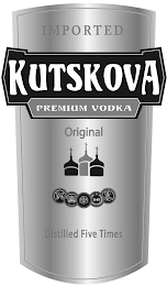 IMPORTED KUTSKOVA PREMIUM VODKA ORIGINAL DISTILLED FIVE TIMES 1145 logo
