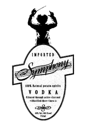 IMPORTED SYMPHONY 100% MATERIALS GELATA SPIRITS VODKA FILTERED THROUGH ACTIVE CHARCOAL DISTILLED THREE TIMES logo