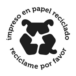 IMPRESO EN PAPEL RECICLADO RECICLAME POR FAVOR logo