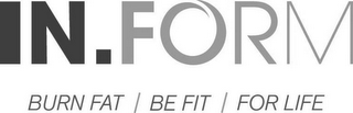 IN FORM BURN FAT / BE FIT / FOR LIFE logo