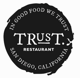 IN GOOD FOOD WE TRUST TRUST. RESTAURANT SAN DIEGO, CALIFORNIA logo