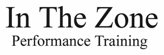 IN THE ZONE PERFORMANCE TRAINING logo