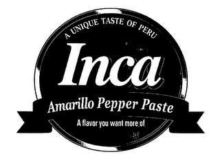 INCA AMARILLO PEPPER PASTE A UNIQUE TASTE OF PERU A FLAVOR YOU WANT MORE OF logo