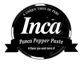 INCA PANCA PEPPER PASTE A UNIQUE TASTE OF PERU A FLAVOR YOU WANT MORE OF logo