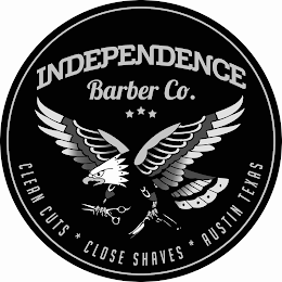 INDEPENDENCE BARBER CO CLEAN CUTS * CLOSE SHAVES * AUSTIN TEXAS logo