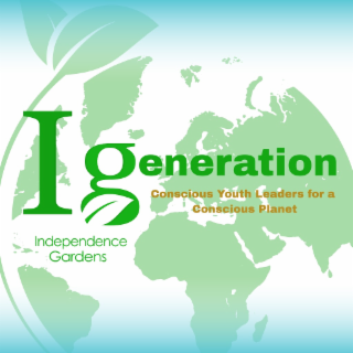 INDEPENDENCE GARDENS I GENERATION CONSCIOUS YOUTH LEADERS FOR A CONSCIOUS PLANET logo